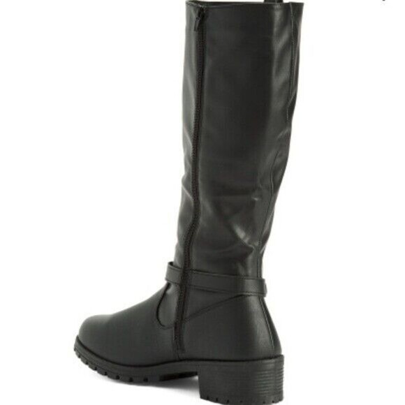 Olivia Miller Shoes - Olivia Miller Black  High Shaft Riding Boots Strap Accent